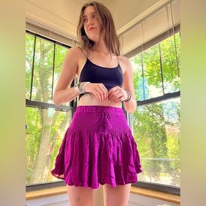 NWOT Cider purple tie front mini skirt